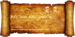 Rákos Kálmán névjegykártya